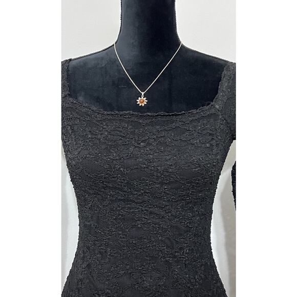 90s Laundry by Shelli Segal Black Lace Short Gothic Whimsigoth Sz 4 Dress Small - Picture 3 of 14